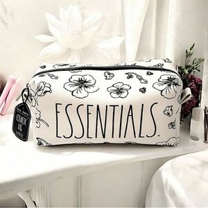 Rae Dunn Floral Cosmetic Bag Black and White Essentials
